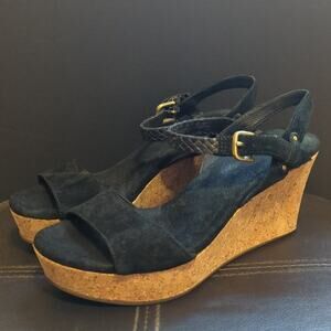Black Suede Wedge Sandals